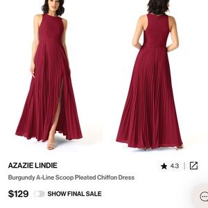 Azazie Lindie Burgundy Maxi Dress size 18 - never worn